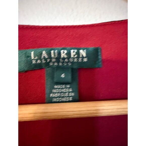 Ralph Lauren 4 Knee Length Crossover Dress Red Black Floral Victorian Cocktail - Picture 8 of 10